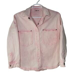 Faherty Shacket Denim Overshirt Women's Small Pink Sunwashed Snap Up